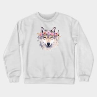 Husky dog flower Crewneck Sweatshirt